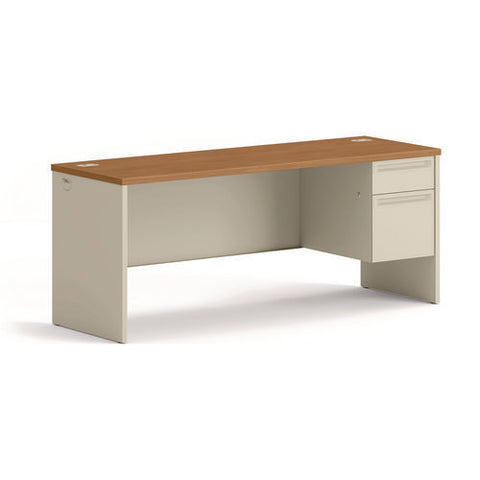 38000 Series Right Pedestal Credenza, 72w X 24d X 29.5h, Harvest/putty