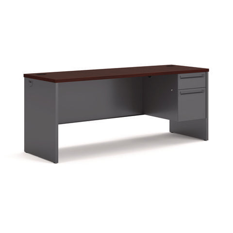 38000 Series Right Pedestal Credenza, 72w X 24d X 29.5h, Mahogany/charcoal