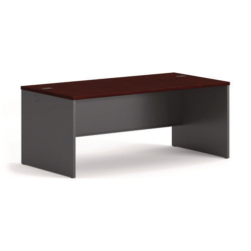 38000 Series Desk Shell, 72" X 36" X 29.5", Mahogany/charcoal