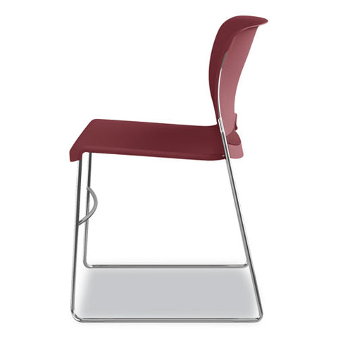 Olson Stacker High Density Chair, Supports 300 Lb, 17.75" Seat Height, Mulberry Seat, Mulberry Back, Chrome Base, 4/carton