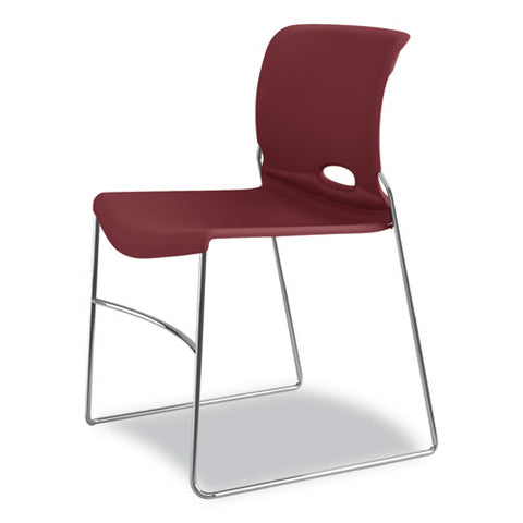 Olson Stacker High Density Chair, Supports 300 Lb, 17.75" Seat Height, Mulberry Seat, Mulberry Back, Chrome Base, 4/carton