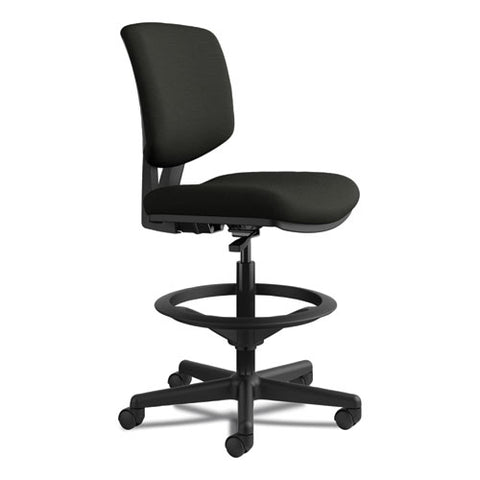 Volt Series Leather Adjustable Task Stool, Supports Up To 275 Lb, 22.88" To 32.38" Seat Height, Black