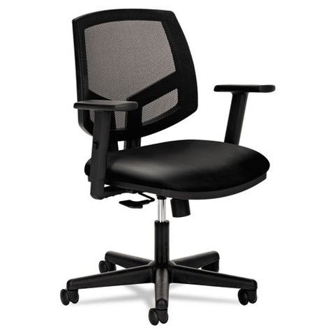 Volt Series Mesh Back Leather Task Chair With Synchro-tilt, Supports Up To 250 Lb, 18.13" To 22.38" Seat Height, Black