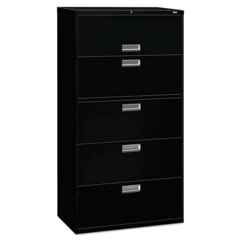 Brigade 600 Series Lateral File, 4 Legal/letter-size File Drawers, 1 Roll-out File Shelf, Black, 36" X 18" X 64.25"