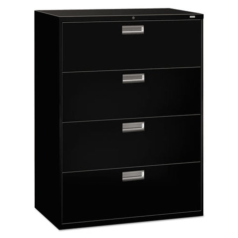 Brigade 600 Series Lateral File, 4 Legal/letter-size File Drawers, Black, 42" X 18" X 52.5"