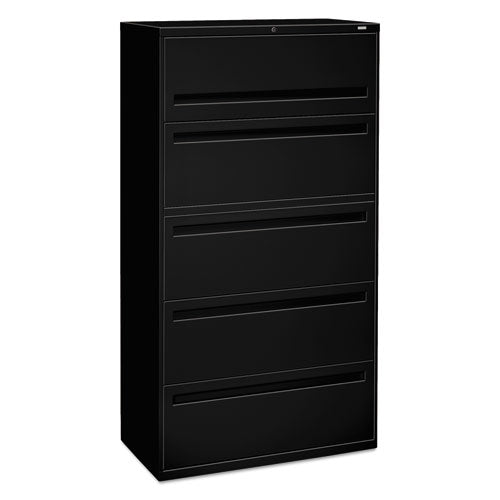 Brigade 700 Series Lateral File, 4 Legal/letter-size File Drawers, 1 File Shelf, 1 Post Shelf, Black, 36" X 18" X 64.25"