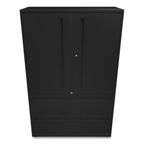 Brigade 700 Series Lateral File, Three-shelf Enclosed Storage, 2 Legal/letter-size File Drawers, Black, 42" X 18" X 64.25"