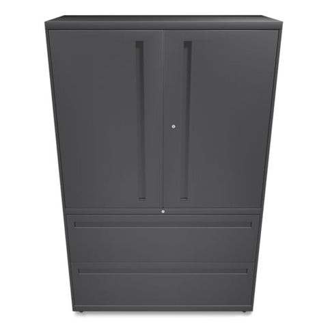 Brigade 700 Series Lateral File, Three-shelf Enclosed Storage, 2 Legal/letter-size File Drawers, Charcoal, 42" X 18" X 64.25"