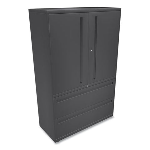 Brigade 700 Series Lateral File, Three-shelf Enclosed Storage, 2 Legal/letter-size File Drawers, Charcoal, 42" X 18" X 64.25"