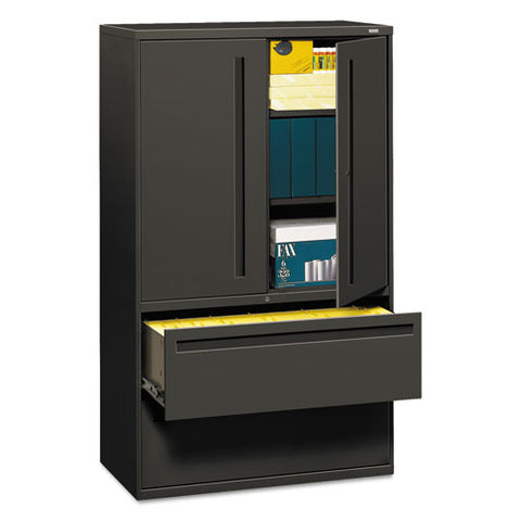 Brigade 700 Series Lateral File, Three-shelf Enclosed Storage, 2 Legal/letter-size File Drawers, Charcoal, 42" X 18" X 64.25"