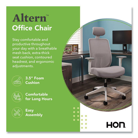 Altern Mesh Back Task Chair, 17.95 To 21.1 Seat Height, Gray Seat, Gray/white Back, White Base