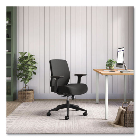 Altern Upholstered Back Task Chair, 16.5 To 19.56 Seat Height, Black Seat, Black Back, Black Base