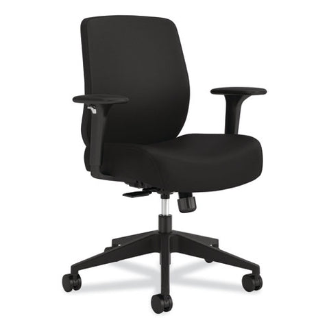 Altern Upholstered Back Task Chair, 16.5 To 19.56 Seat Height, Black Seat, Black Back, Black Base