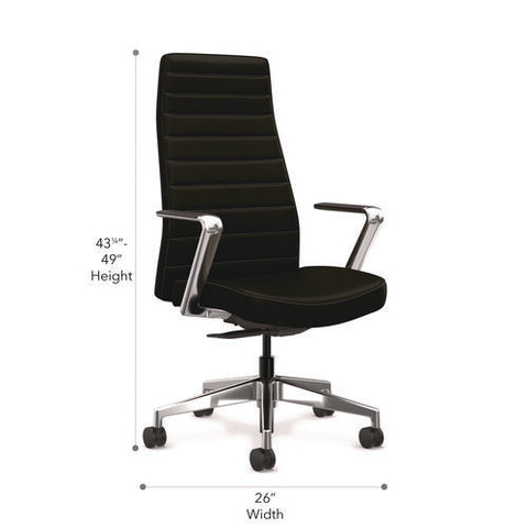 Cofi Executive High Back Chair, Supports Up To 300 Lb, 15.5 To 20.5 Seat Height, Black Seat/back, Polished Aluminum Base