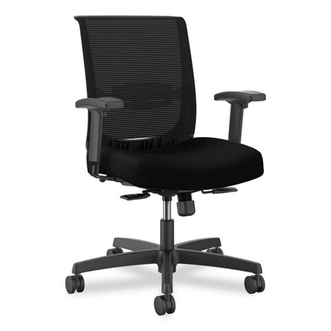 Convergence Mid-back Task Chair, Swivel-tilt, Supports 275 Lb, 16.5" To 21" Seat Height, Black Seat, Black Back, Blackframe