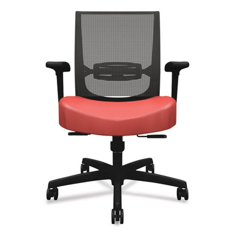 Convergence Mid-back Task Chair, Synchro-tilt And Seat Glide, Supports Up To 275 Lb, Red Seat, Black Back/base