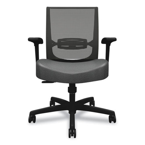 Convergence Mid-back Task Chair, Swivel-tilt, Supports Up To 275 Lb, 16.5" To 21" Seat Height, Iron Ore Seat, Black Back/base