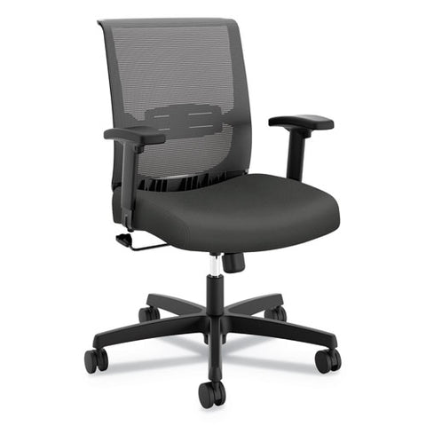 Convergence Mid-back Task Chair, Swivel-tilt, Supports Up To 275 Lb, 16.5" To 21" Seat Height, Iron Ore Seat, Black Back/base