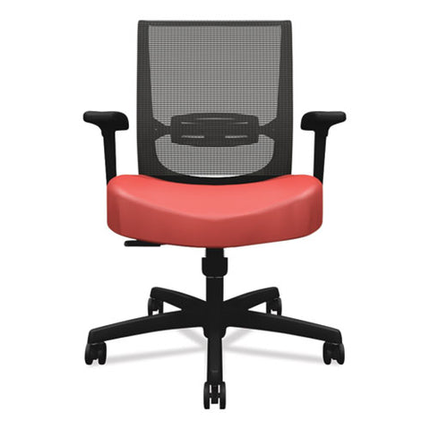 Convergence Mid-back Task Chair, Swivel-tilt, Supports Up To 275 Lb, 16.5" To 21" Seat Height, Red Seat, Black Back/base