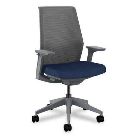 Cipher Mesh Back Task Chair, Supports Up To 300 Lb, 15" To 20" Seat Height, Navy Seat, Charcoal Back, Charcoal Base