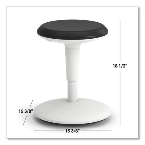 Revel Adjustable Height Fidget Stool, Backless, Supports Up To 250 Lb, 13.75" To 18.5" Seat Height, Black Seat, White Base