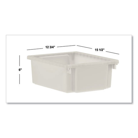 Flagship Storage Bins, 1 Section, 12.75" X 16" X 6", Translucent White