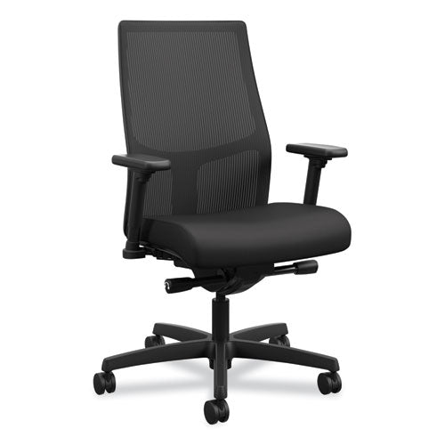 Ignition 2.0 4-way Stretch Mid-back Mesh Task Chair, Supports 300 Lb, 17" To 21" Seat Height, Black Seat/back, Black Base