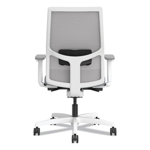 Ignition 2.0 4-way Stretch Mid-back Mesh Task Chair, Black Adjustable Lumbar Support, Basalt Seat, Fog Back, White Base