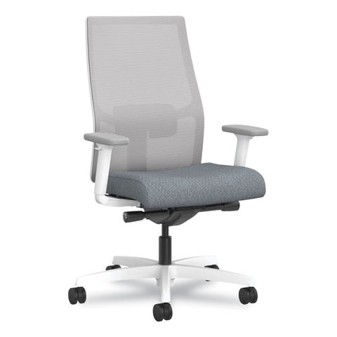 Ignition 2.0 4-way Stretch Mid-back Mesh Task Chair, Green Adjustable Lumbar Support, Basalt Seat, Fog Back, White Base