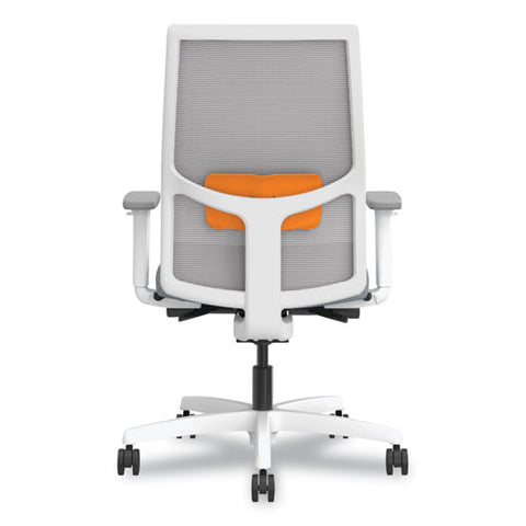 Ignition 2.0 4-way Stretch Mid-back Task Chair, Orange Adjustable Lumbar Support, Basalt Seat, Fog Back, White Base