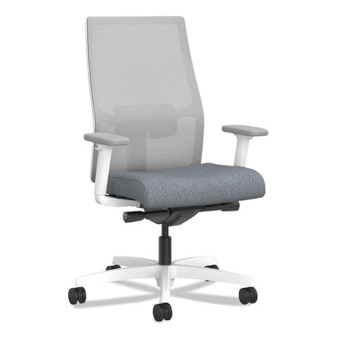 Ignition 2.0 4-way Stretch Mid-back Mesh Task Chair, Gray Adjustable Lumbar Support, Basalt Seat, Fog Back, White Base