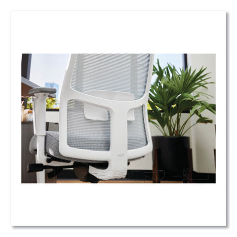 Ignition 2.0 4-way Stretch Mid-back Mesh Task Chair, 17" To 21" Seat Height, Basalt Seat, Fog Back, Designer White Base