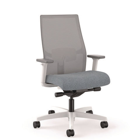 Ignition 2.0 4-way Stretch Mid-back Mesh Task Chair, 17" To 21" Seat Height, Basalt Seat, Fog Back, Designer White Base