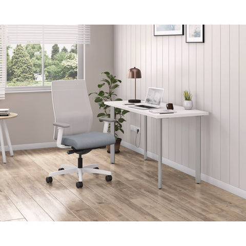 Ignition 2.0 4-way Stretch Mid-back Mesh Task Chair, 17" To 21" Seat Height, Basalt Seat, Fog Back, Designer White Base