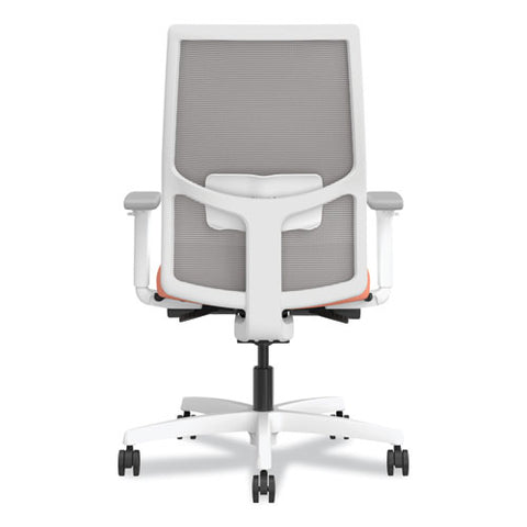 Ignition 2.0 4-way Stretch Mid-back Mesh Task Chair, White Lumbar Support, Passion Fruit Seat, Fog Back, White Base