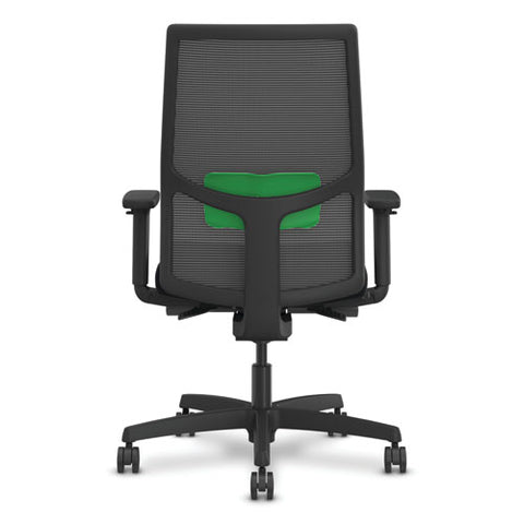 Ignition 2.0 4-way Stretch Mid-back Task Chair, Green Adjustable Lumbar Support, Black Seat, Black Back, Black Base