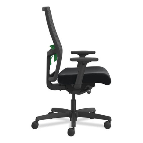 Ignition 2.0 4-way Stretch Mid-back Task Chair, Green Adjustable Lumbar Support, Black Seat, Black Back, Black Base