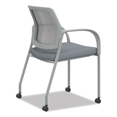 Ignition Series Mesh Back Mobile Stacking Chair, 25 X 21.75 X 33.5, Basalt Seat, Fog Back, Textured Silver Base