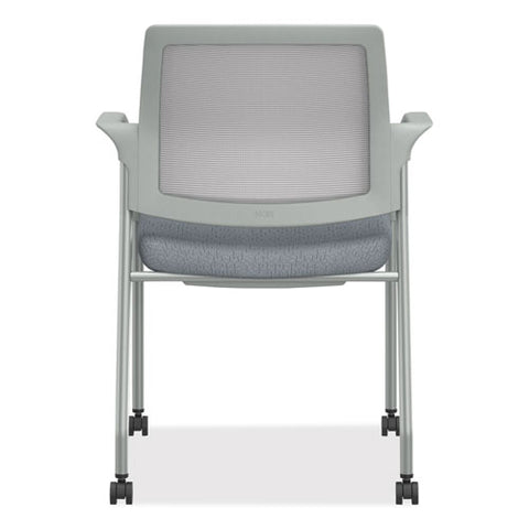 Ignition Series Mesh Back Mobile Stacking Chair, 25 X 21.75 X 33.5, Basalt Seat, Fog Back, Textured Silver Base