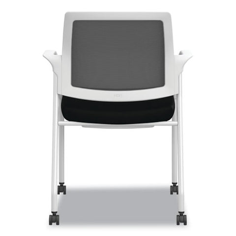 Ignition Series Mesh Back Mobile Stacking Chair, Fabric Seat, 25 X 21.75 X 33.5, Black/white