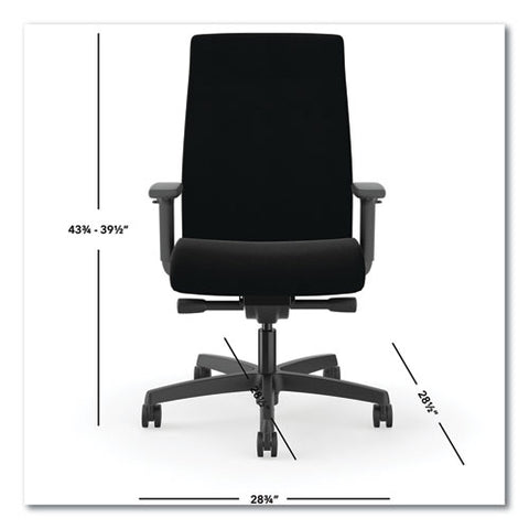 Ignition 2.0 Fabric Upholstered Mid-back Task Chair With Adjustable T-arms, 17" To 21.5" Seat Height, Black Seat/back