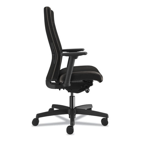 Ignition 2.0 Upholstered Mid-back Task Chair With Lumbar, Supports 300 Lb, 17" To 22" Seat, Black Vinyl Seat/back, Black Base