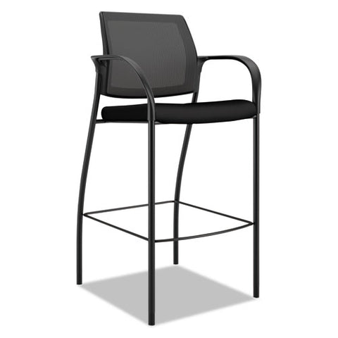 Ignition 2.0 Ilira-stretch Mesh Back Cafe Height Stool, Supports Up To 300 Lb, 31" High Seat, Black Seat/back, Black Base