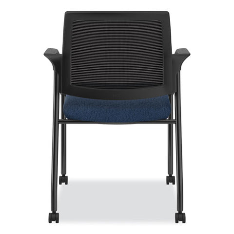 Ignition Series Guest Chair With Arms, 25" X 21.75" X 33.5", Navy Seat, Black Back, Black Base