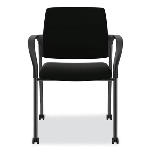 Ignition Series Guest Chair With Arms, Polyurethane Fabric Seat, 25" X 21.75" X 33.5", Black