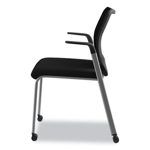 Nucleus Series Multipurpose Stacking Chair With Ilira-stretch M4 Back, Supports Up To 300 Lb, Black Seat/back, Platinum Base