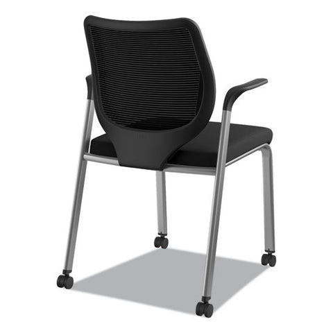 Nucleus Series Multipurpose Stacking Chair With Ilira-stretch M4 Back, Supports Up To 300 Lb, Black Seat/back, Platinum Base