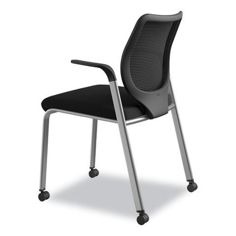 Nucleus Series Multipurpose Stacking Chair With Ilira-stretch M4 Back, Supports Up To 300 Lb, Black Seat/back, Platinum Base