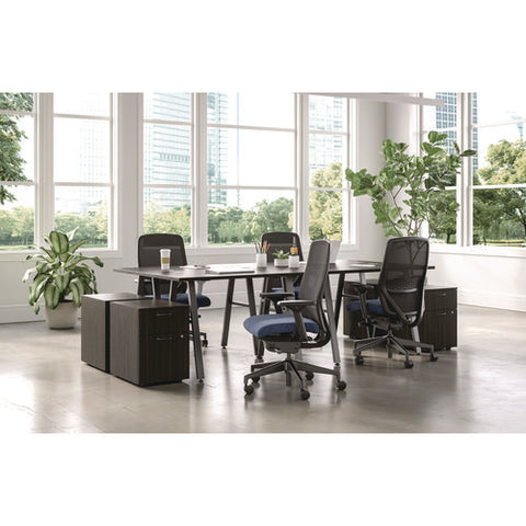 Nucleus Series Recharge Task Chair, Up To 300lb, 16.63" To 21.13" Seat Ht, Navy Seat, Black Back/base