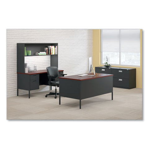 Metro Classic Series Double Pedestal Desk, Flush Panel, 60" X 30" X 29.5", Mahogany/charcoal